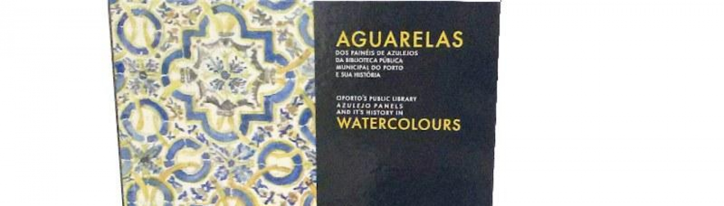 Aguarelas de painéis de azulejos da Biblioteca do Porto em livro