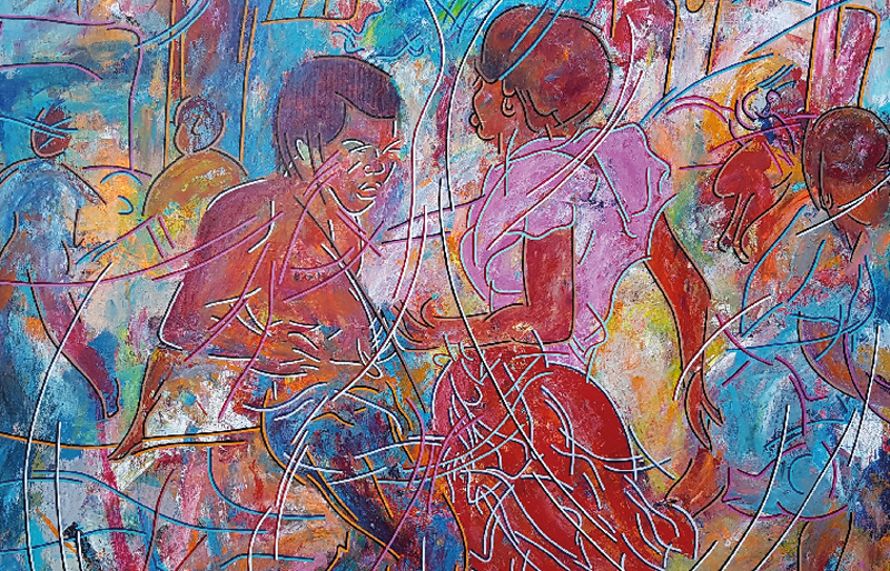 Ocidental Africano em exposição de pintura e escultura