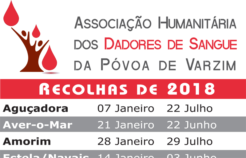 Calendário De Recolhas de Sangue 2018