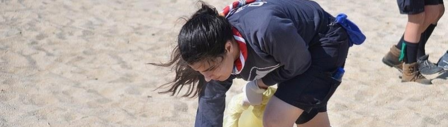 Jovens voluntários limpam Praia dos Beijinhos