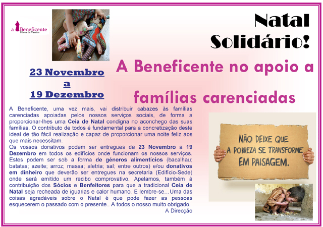 Este Natal seja solidário. Não deixe que a pobreza se transforme em paisagem.