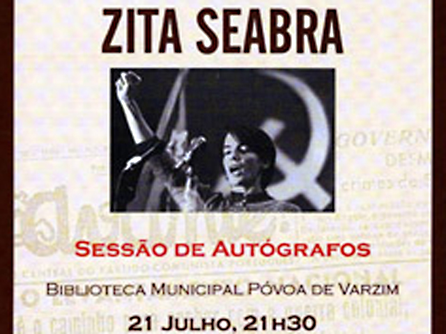Zita Seabra na Póvoa - Sábado, 21, 21h30, Biblioteca Municipal