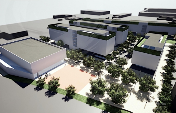 Conhecido vencedor do concurso para Projeto de Loteamento - Espaço Público, Zona Habitacional e Pavilhão Desportivo