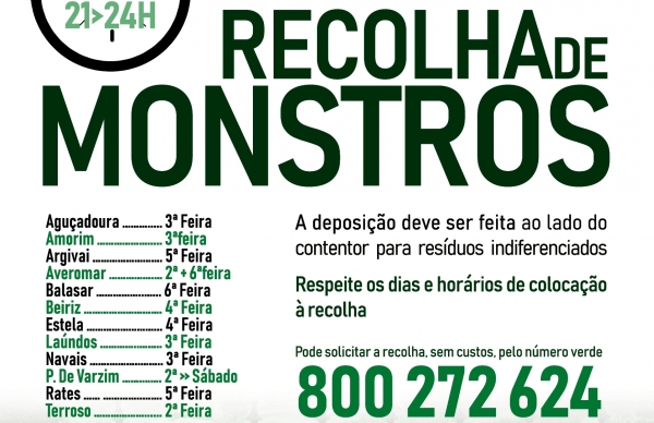 Hoje, há Recolha de Monstros Domésticos em Argivai, Rates e Póvoa de Varzim