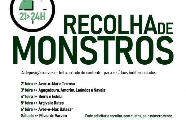 Hoje, há Recolha de Monstros Domésticos em Beiriz e Estela