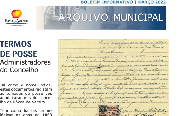 Arquivo Municipal destaca termos de posse  em Boletim Informativo