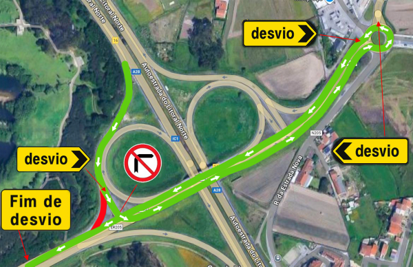 Nó da A28: Constrangimentos de trânsito devido à Reabilitação de Passagem Agrícola