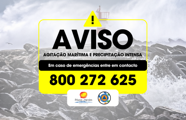 Aviso à população: precipitação intensa e agitação marítima