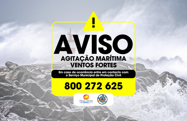 Aviso à população: agitação marítima e ventos fortes