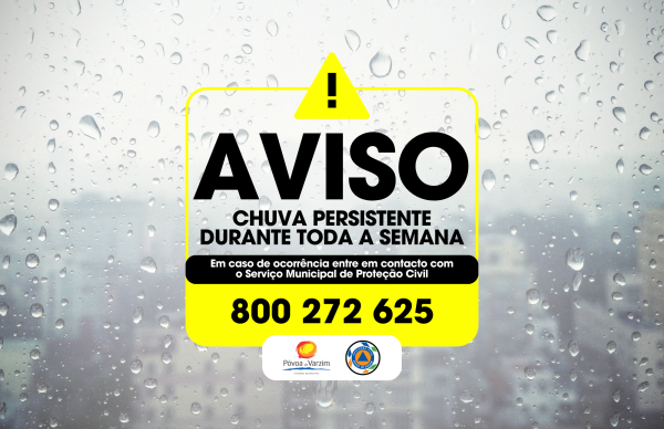Aviso à população: chuva persistente durante toda a semana