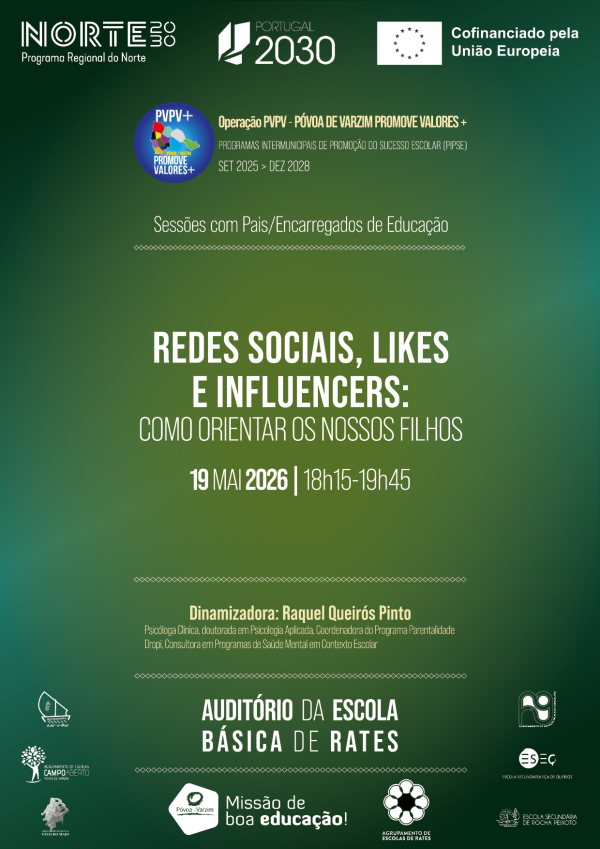 Sessão de sensibilização “Redes Sociais, Likes e Influencers: como orientar os nossos filhos" na Escola Básica de Rates